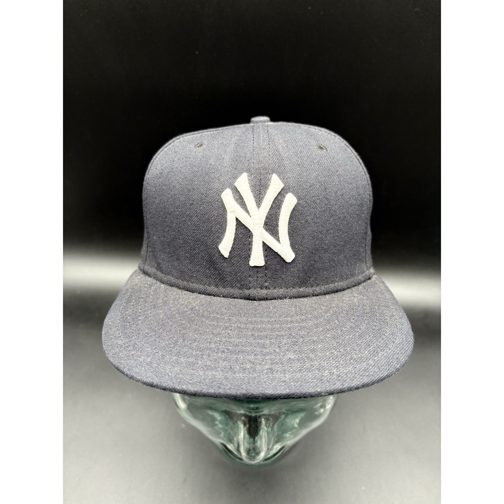 New York Yankees Gray Denim Vtg Snapback Hat White NY‎ Logo MLB New Era